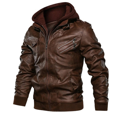 Jacob | Men's Leather Jacket with Hood