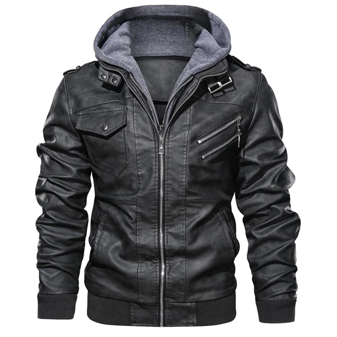 Jacob | Men's Leather Jacket with Hood