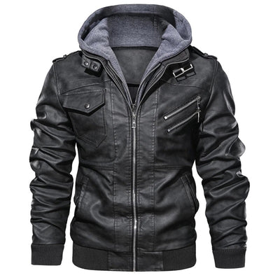 Jacob | Men's Leather Jacket with Hood