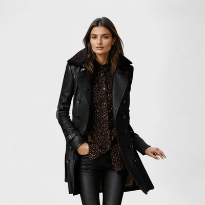Marie – Elegant 3/4-Length Leather Coat