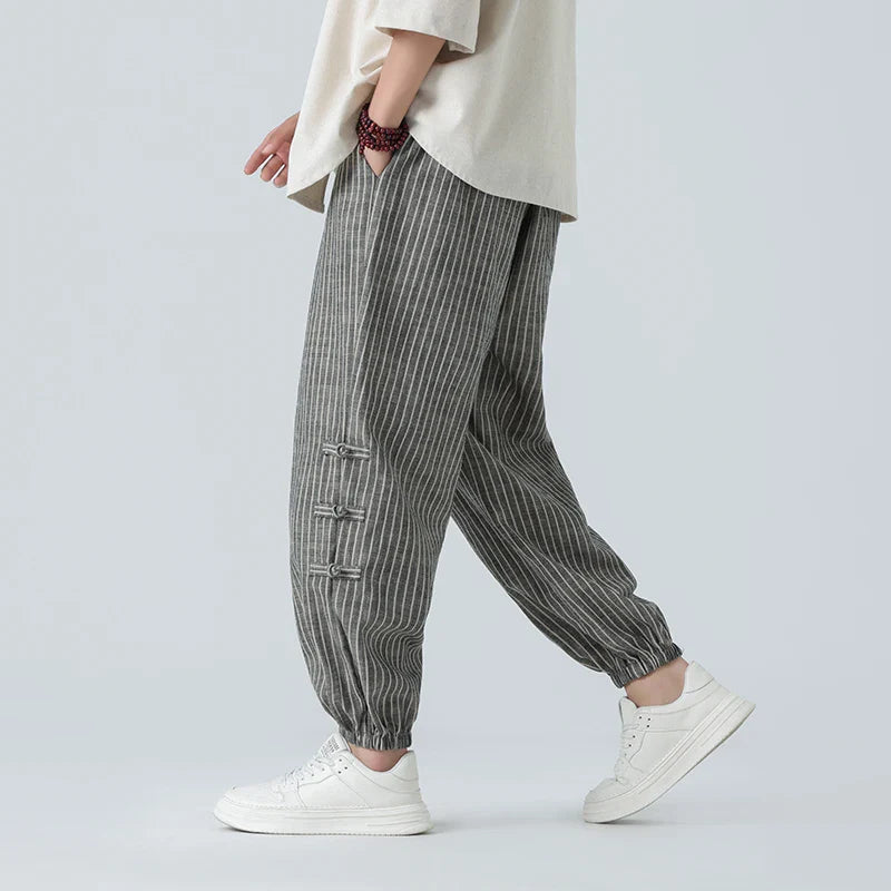 Cicello Cotton-Linen Striped Pants