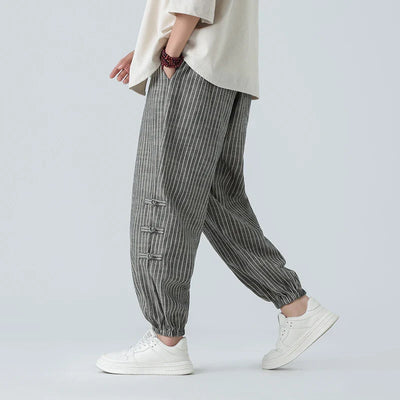 Cicello Cotton-Linen Striped Pants