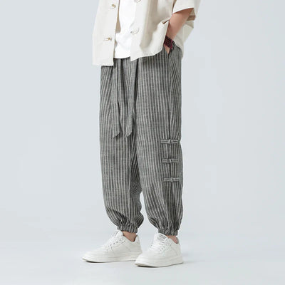 Cicello Cotton-Linen Striped Pants