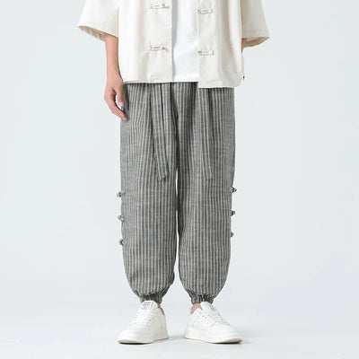 Cicello Cotton-Linen Striped Pants