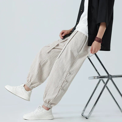 Cicello Cotton-Linen Striped Pants