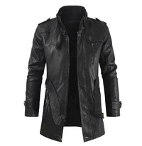 Elegant Long Leather Biker Jacket