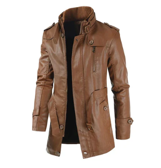 Elegant Long Leather Biker Jacket