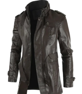 Elegant Long Leather Biker Jacket