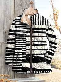 Elle | Women's Abstract Quilted Jacket in Black and White
