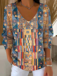 Sharon – Colorful V-Neck Top