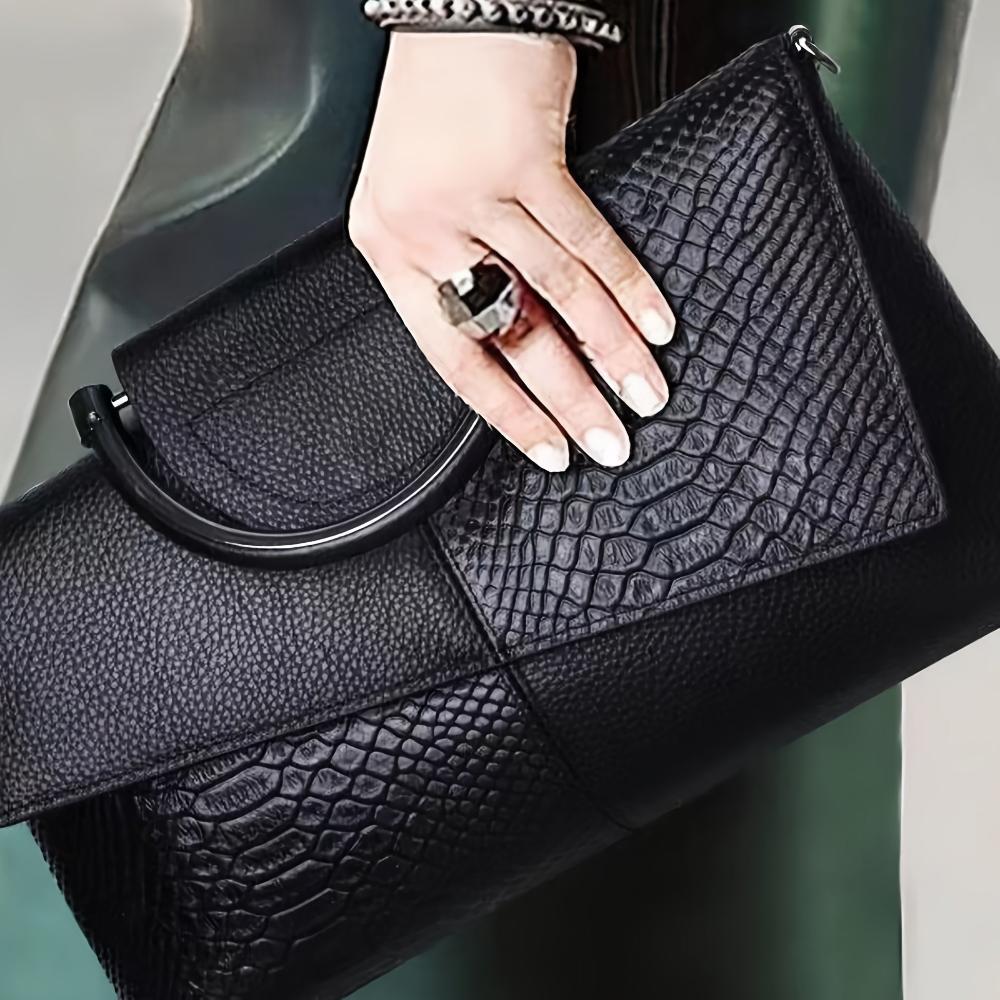 Cassandra | Handbag with Opulent Crocodile Pattern