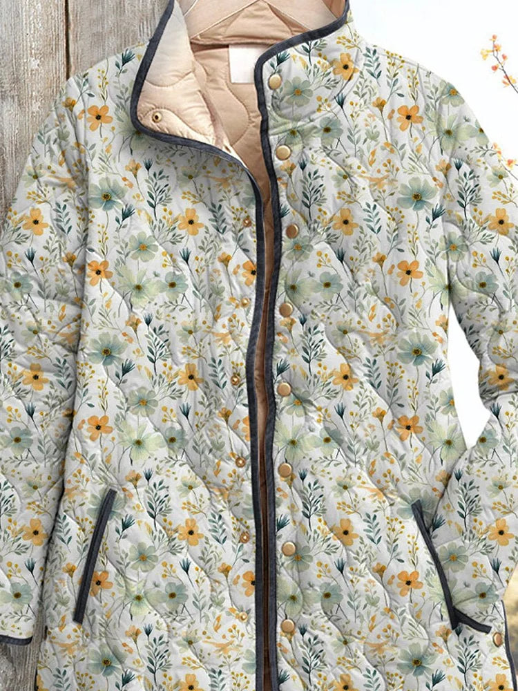 Elle | Delightful Floral-Printed Quilted Jacket for Women