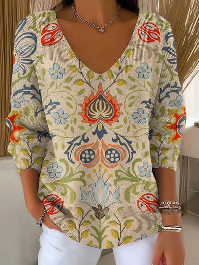 Mary – Colorful V-Neck Top