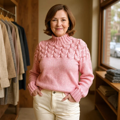The Betty Sweater™ — Blush Cable Knit