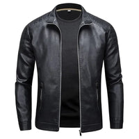Stand Collar Leather Jacket