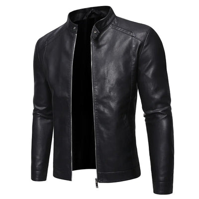 Standing Collar Leather Jacket