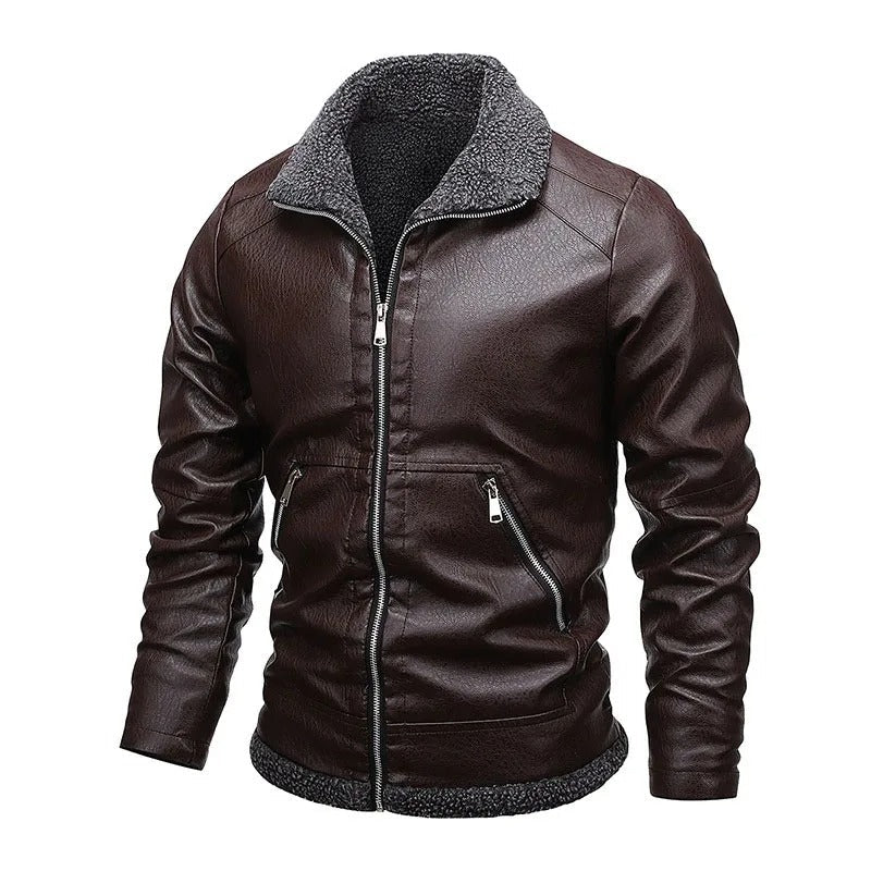 Elegant Fleece Leather Jacket